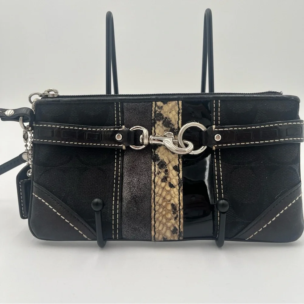 Coach Black and Snake Women's Wristlet - Picture 2 of 5
